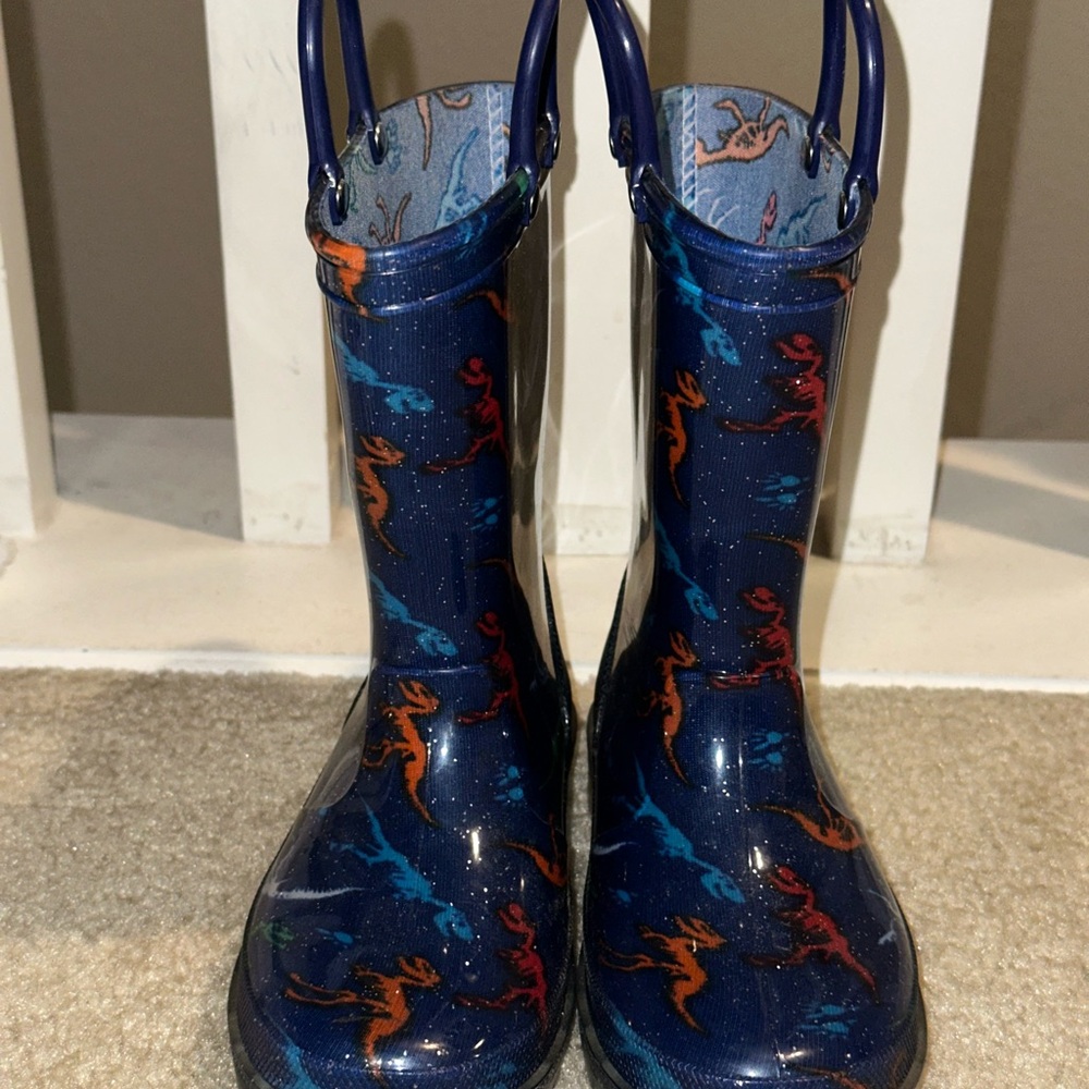 Kids Dinosaur Print Rain Boots - Blue
